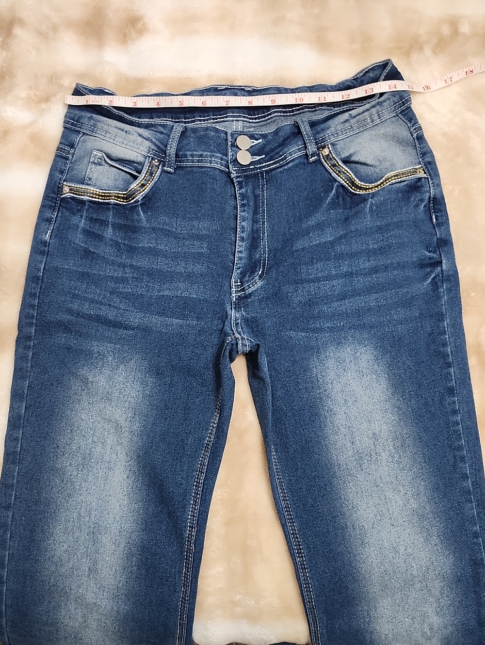 30" x 29" Mid-Rise Boot Cut Denim Blue Jeans